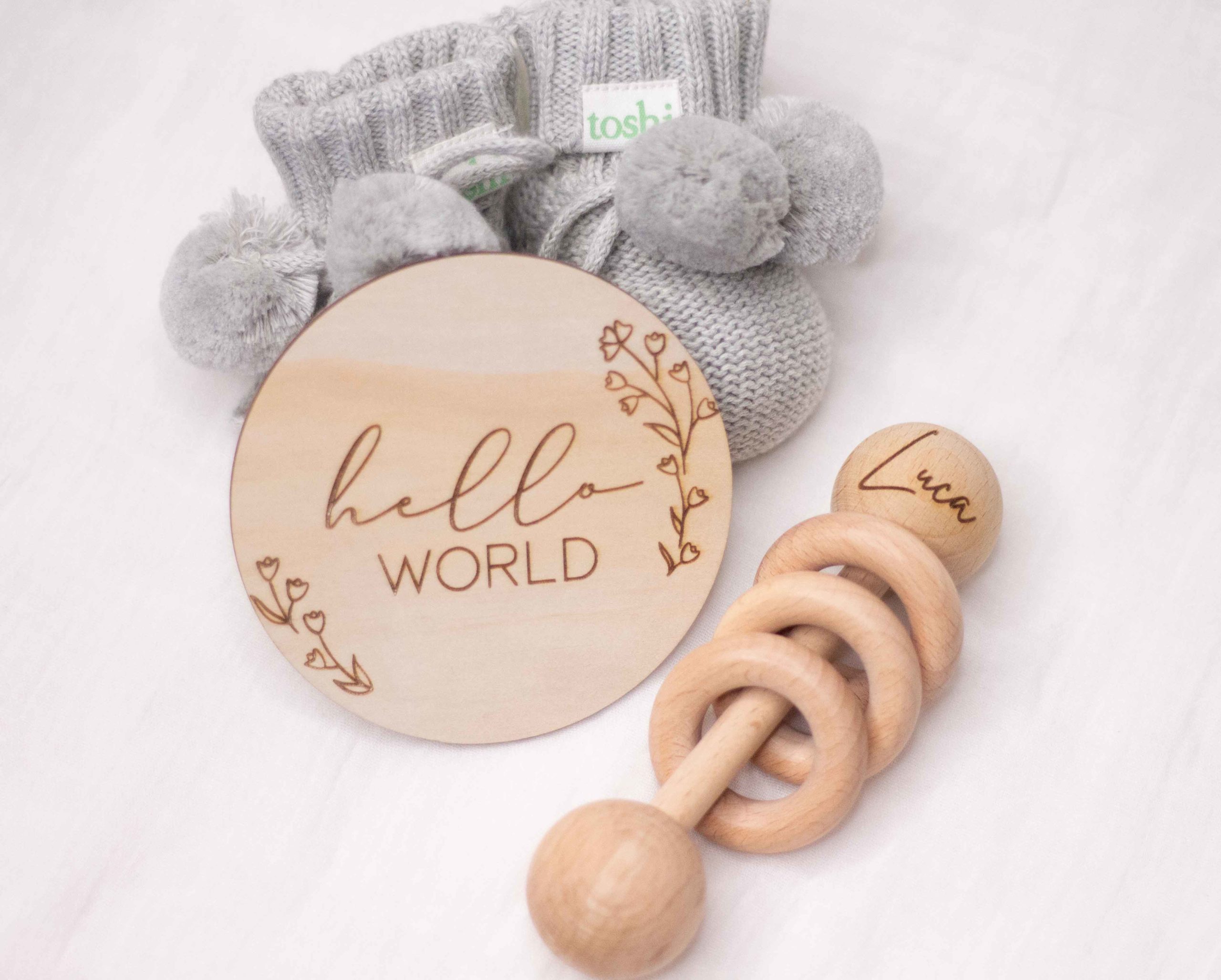 Personalised Wooden Rattle 